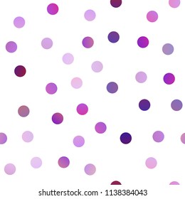 Light Purple vector seamless background with dots. Illustration with set of shining colorful abstract circles. Beautiful design for your business natural advert.