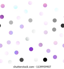 Light Purple vector seamless background with dots. Blurred bubbles on abstract background with colorful gradient. New design for ad, poster, banner of your website.