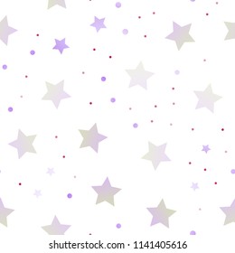 Light Purple vector seamless background with colored stars. Shining colored illustration with stars. Smart design for your business advert.