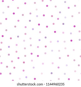 Light Purple vector seamless background with dots. Illustration with set of shining colorful abstract circles. Pattern can be used as texture of water, rain drops.
