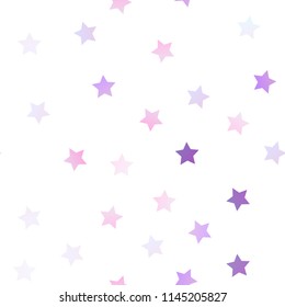Light Purple vector seamless background with colored stars. Decorative shining illustration with stars on abstract template. The pattern can be used for new year ad, booklets.