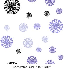 Light Purple vector seamless background with xmas snowflakes. Modern geometrical abstract illustration with crystals of ice. Trendy design for wallpaper, fabric makers.