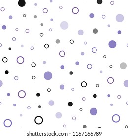 Light Purple vector seamless background with bubbles. Blurred decorative design in abstract style with bubbles. Template for business cards, websites.