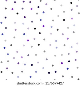 Light Purple vector seamless background with dots. Glitter abstract illustration with blurred drops of rain. Completely new template for your brand book.