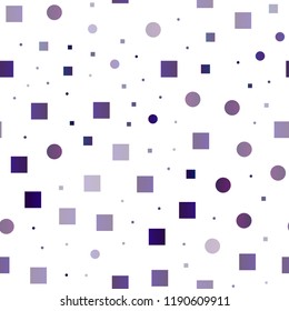Light Purple vector seamless background with circles, rectangles. Colorful illustration with circles, squares in nature style. Pattern for trendy fabric, wallpapers.