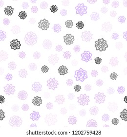 Light Purple vector seamless background with xmas snowflakes. Decorative shining illustration with snow on abstract template. Pattern for trendy fabric, wallpapers.