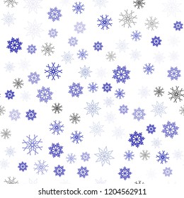 Light Purple vector seamless background with xmas snowflakes. Modern geometrical abstract illustration with crystals of ice. Template for business cards, websites.