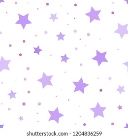 Light Purple vector seamless background with colored stars. Stars on blurred abstract background with gradient. The template can be used as a background.