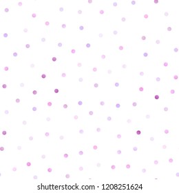 Light Purple vector seamless background with dots. Modern abstract illustration with colorful water drops. The pattern can be used for ads, leaflets of liquid.