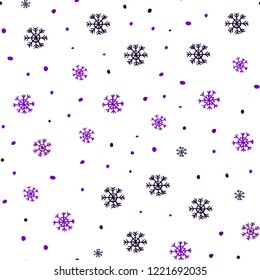 Light Purple vector seamless background with xmas snowflakes. Colorful decorative design in xmas style with snow. Pattern for design of window blinds, curtains.