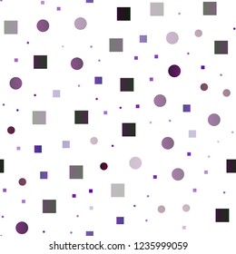Light Purple vector seamless background with circles, rectangles. Colorful illustration with circles, squares in nature style. Design for textile, fabric, wallpapers.