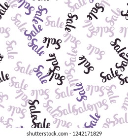 Light Purple vector seamless background with 70, 90 % signs of sales. Colored words of sales with gradient on white background. Design for business ads, commercials.