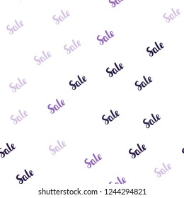 Light Purple vector seamless background with words of sales. Shining colorful illustration with isolated selling prices. Backdrop for super sales on Black Friday.