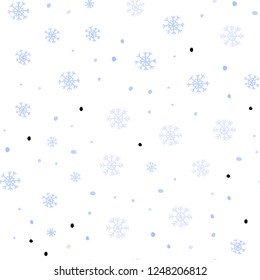 Light Purple vector seamless background with xmas snowflakes. Shining colorful illustration with snow on abstract template. Trendy design for wallpaper, fabric makers.