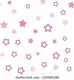 Light Purple vector seamless background with colored stars. Stars on blurred abstract background with gradient. Pattern for design of fabric, wallpapers.