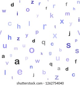 Light Purple vector seamless background with signs of alphabet. Abstract illustration with colored latin alphabet. Design for wallpaper, fabric makers.