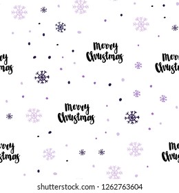 Light Purple vector seamless background with xmas snowflakes. Modern geometrical abstract illustration with snowflakes. Pattern for design of fabric, wallpapers.
