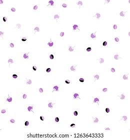 Light Purple vector seamless background with coffee, beans. Gradient illustration with coffee beans, tea cups. Pattern for ads of breakfast, lunch, dinner.