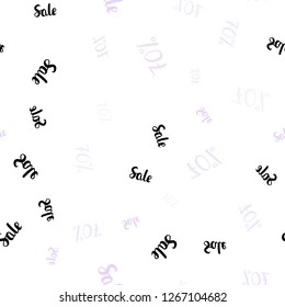 Light Purple vector seamless background with 70 % signs of sales. Gradient illustration with discount signs on white backdrop. Design for business ads, commercials.