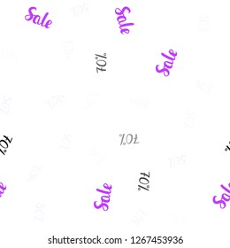Light Purple vector seamless background with 30, 40, 50 % signs of sales. Illustration with signs of sales on abstract template. Backdrop for ads, leaflets of Black Friday.