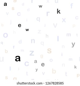 Light Purple vector seamless background with signs of alphabet. Abstract illustration with colored latin alphabet. Pattern for design of fabric, wallpapers.