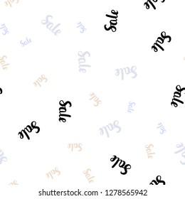 Light Purple vector seamless background with words of sales. Illustration with signs of sales on abstract template. Backdrop for ads, leaflets of Black Friday.