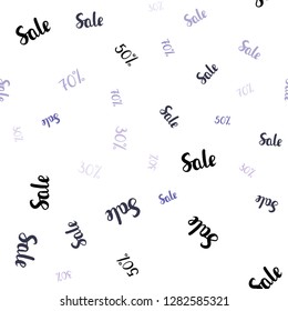 Light Purple vector seamless background with 30, 50, 70 % signs of sales. Shining colorful illustration with isolated selling prices. Backdrop for super sales on Black Friday.