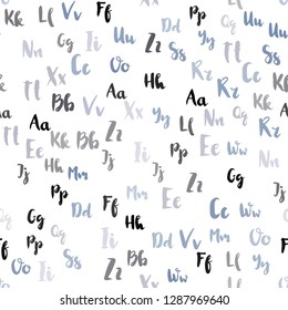 Light Purple vector seamless background with signs of alphabet. Shining colorful illustration with isolated letters. Design for wallpaper, fabric makers.