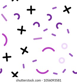 Light Purple vector seamless cover with abstract shapes. Illustration with repetition of lines on white background. Trendy design for wallpaper, fabric makers.