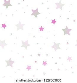 Light Purple vector seamless cover with small and big stars. Blurred decorative design in simple style with stars. The pattern can be used for wrapping gifts.
