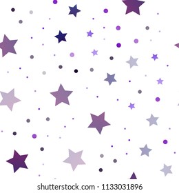 Light Purple vector seamless cover with small and big stars. Glitter abstract illustration with colored stars. The pattern can be used for websites.