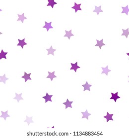 Light Purple vector seamless cover with small and big stars. Blurred decorative design in simple style with stars. The pattern can be used for wrapping gifts.