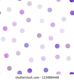 Light Purple vector seamless cover with spots. Blurred bubbles on abstract background with colorful gradient. New design for ad, poster, banner of your website.
