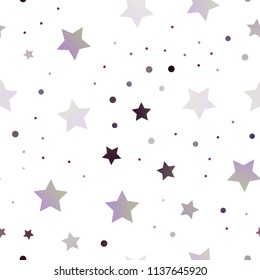 Light Purple vector seamless cover with small and big stars. Modern geometrical abstract illustration with stars. The pattern can be used for wrapping gifts.