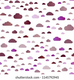Light Purple vector seamless cover with clouds. Beautiful illustration with colorful sky, clouds. Trendy design for wallpaper, fabric makers.