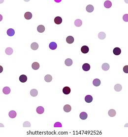 Light Purple vector seamless cover with spots. Illustration with set of shining colorful abstract circles. Pattern can be used as texture of water, rain drops.
