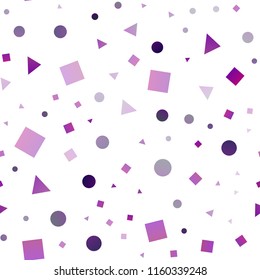 Light Purple vector seamless cover in polygonal style with circles. Circles, lines, rhombus with colorful gradient. Pattern for design of window blinds, curtains.
