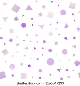 Light Purple vector seamless cover in polygonal style with circles. Circles, lines, rhombus with colorful gradient. Trendy design for wallpaper, fabric makers.