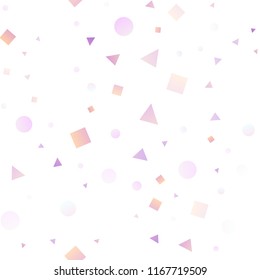 Light Purple vector seamless cover in polygonal style with circles. Illustration with colorful circles, triangles, rectangles. Trendy design for wallpaper, fabric makers.