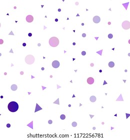 Light Purple vector seamless cover in polygonal style with circles. Abstract gradient illustration with circles, triangles. Pattern for design of window blinds, curtains.