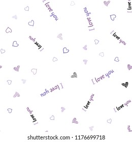 Light Purple vector seamless cover with Shining hearts. Decorative shining illustration with hearts on abstract template. Pattern can be used for valentine's ad, booklets.
