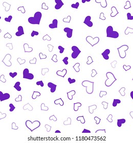 Light Purple vector seamless cover with Shining hearts. Decorative shining illustration with hearts on abstract template. Template for Valentine's greeting postcards.