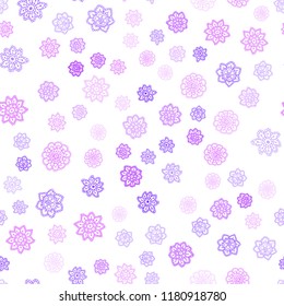 Light Purple vector seamless cover with beautiful snowflakes. Blurred decorative design in xmas style with snow. Pattern for design of window blinds, curtains.