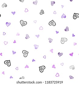 Light Purple vector seamless cover with Shining hearts. Beautiful colored illustration with hearts in celebration style. Pattern for carnival, festival romantic leaflets.