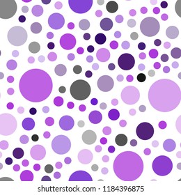 Light Purple vector seamless cover with spots. Illustration with set of shining colorful abstract circles. Beautiful design for your business advert.