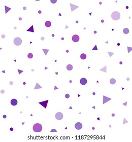 Light Purple vector seamless cover in polygonal style with circles. Abstract gradient illustration with circles, triangles. Pattern for trendy fabric, wallpapers.