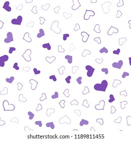 Light Purple vector seamless cover with Shining hearts. Hearts on blurred abstract background with colorful gradient. Pattern can be used for valentine's ad, booklets.