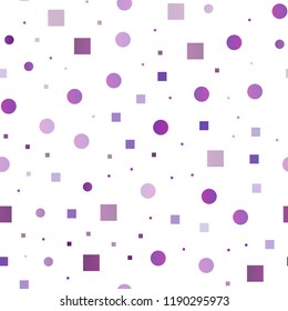 Light Purple vector seamless cover with circles, cubes. Colorful gradient with circles, rectangles on abstract backdrop. Pattern for trendy fabric, wallpapers.