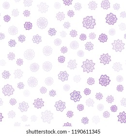 Light Purple vector seamless cover with beautiful snowflakes. Shining colored illustration with snow in christmas style. Pattern for design of window blinds, curtains.