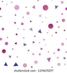 Light Purple vector seamless cover in polygonal style with circles. Circles, lines on abstract background with colorful gradient. Pattern for design of window blinds, curtains.